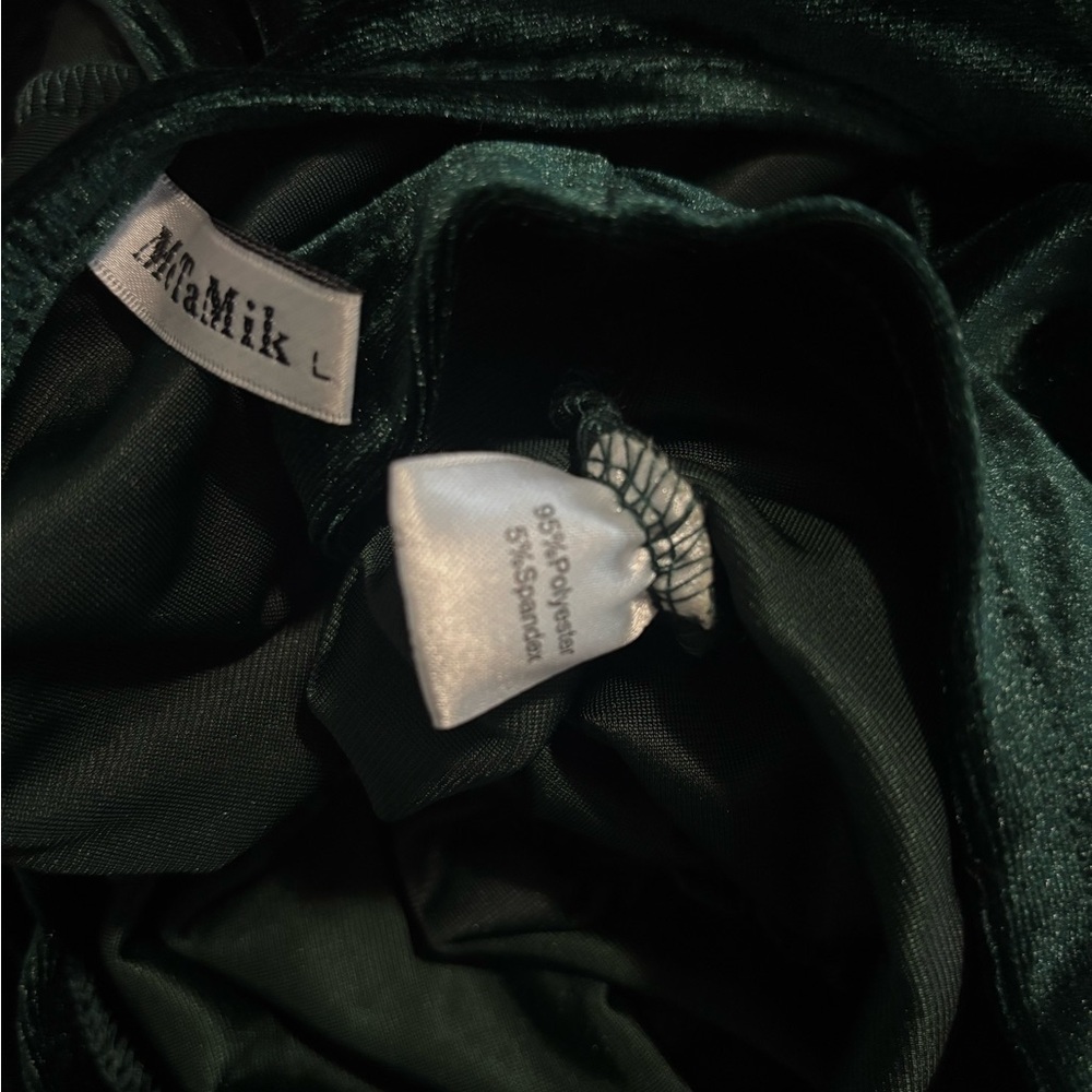 Green Velvet Long Sleeve Dress - Picture 3 of 3